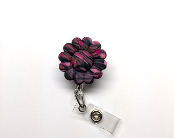 Pink Night Flower Badge Reel