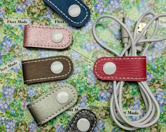 Faux Leather Cord Keeper 2-Pack | You Pick Colors | Earbud and Charger Organizer