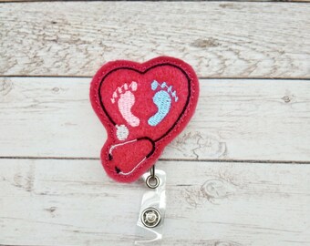 Newborn Baby Feet Badge Reel