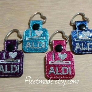 Glitter Aldi Quarter Holder Keychain