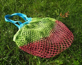 Eco friendly 100% Cotton Produce Bags Zero Waste Hand Dyed Shopping Bag Net Produce Bag Reusable Grocery Bag Mesh Market Produce Bags Earth