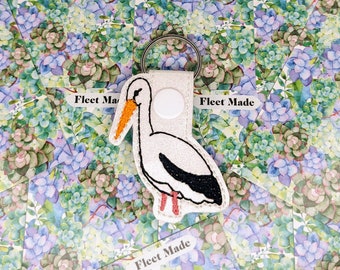 Cute Glitter Stork Key Chain Wild Bird Keychain Bird Watcher Gift Nurse Birth Announcement Gender Natural Mail Carrier Stork key holder