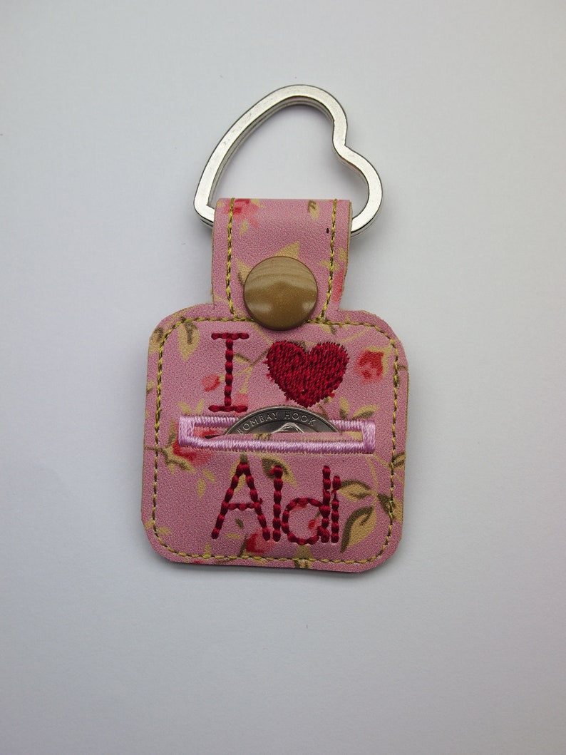 Pink Rose Aldi Quarter Holder Keychain image 1