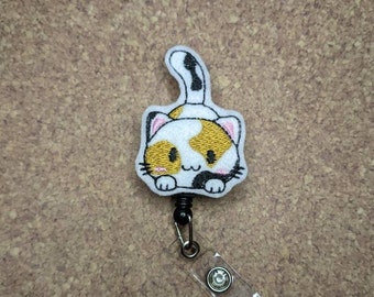 Calico Cat Badge Reel