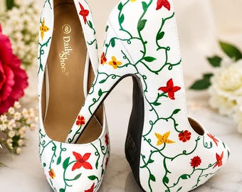 Autumn Bloom – Hand Painted Floral Heels