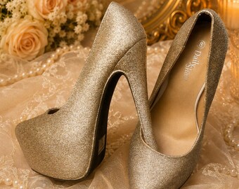 Champagne Veil – Glitter Wedding Heels