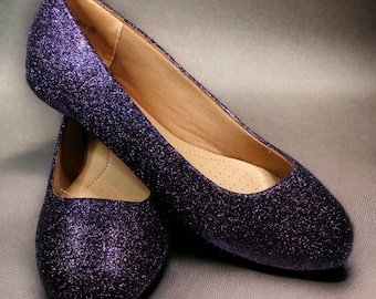 Bailarinas Purple Shadow Glitter: Zapatos de boda brillantes