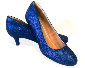 Glitter Heels / Royal Blue Glitter Heels / Wedding Shoes / Sparkle Heels / Sparkly Shoes / Wedding Heels / Women's Pumps / Women's Shoes