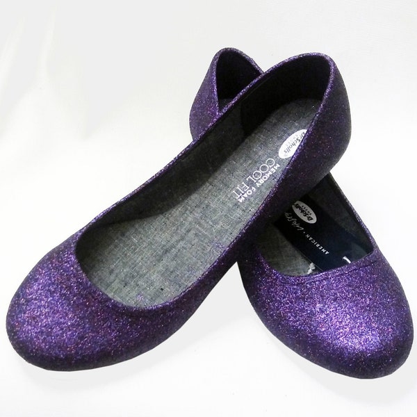 Glitter Flats / Dew Berry Glitter Flats / Wedding Shoes / Sparkle Flats / Sparkly Shoes / Wedding Flats / Women's Shoes / Purple Flats