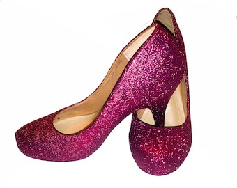Glitter Heels / Burgundy Glitter Heels / Wedding Shoes / Sparkle Heels / Sparkly Shoes / Wedding Heels / Women's Pumps / Women's Shoes