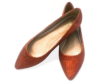 Glitter Flats / Copper Glitter Flats / Wedding Shoes / Sparkle Flats / Sparkly Shoes / Wedding Flats / Women's Pumps / Copper Harbor Flats