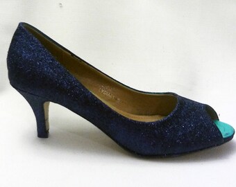 navy glitter heels