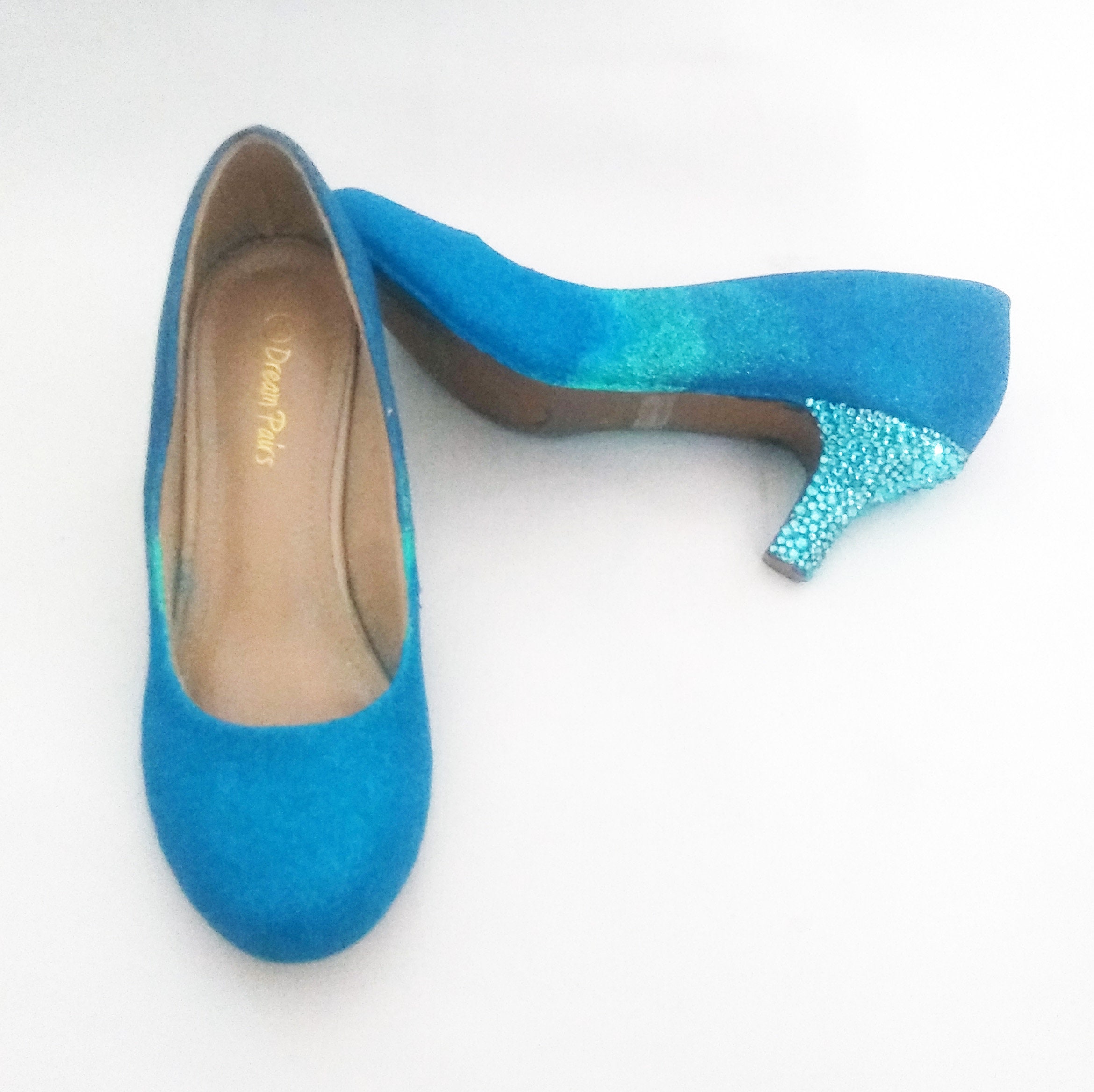 turquoise sparkly heels