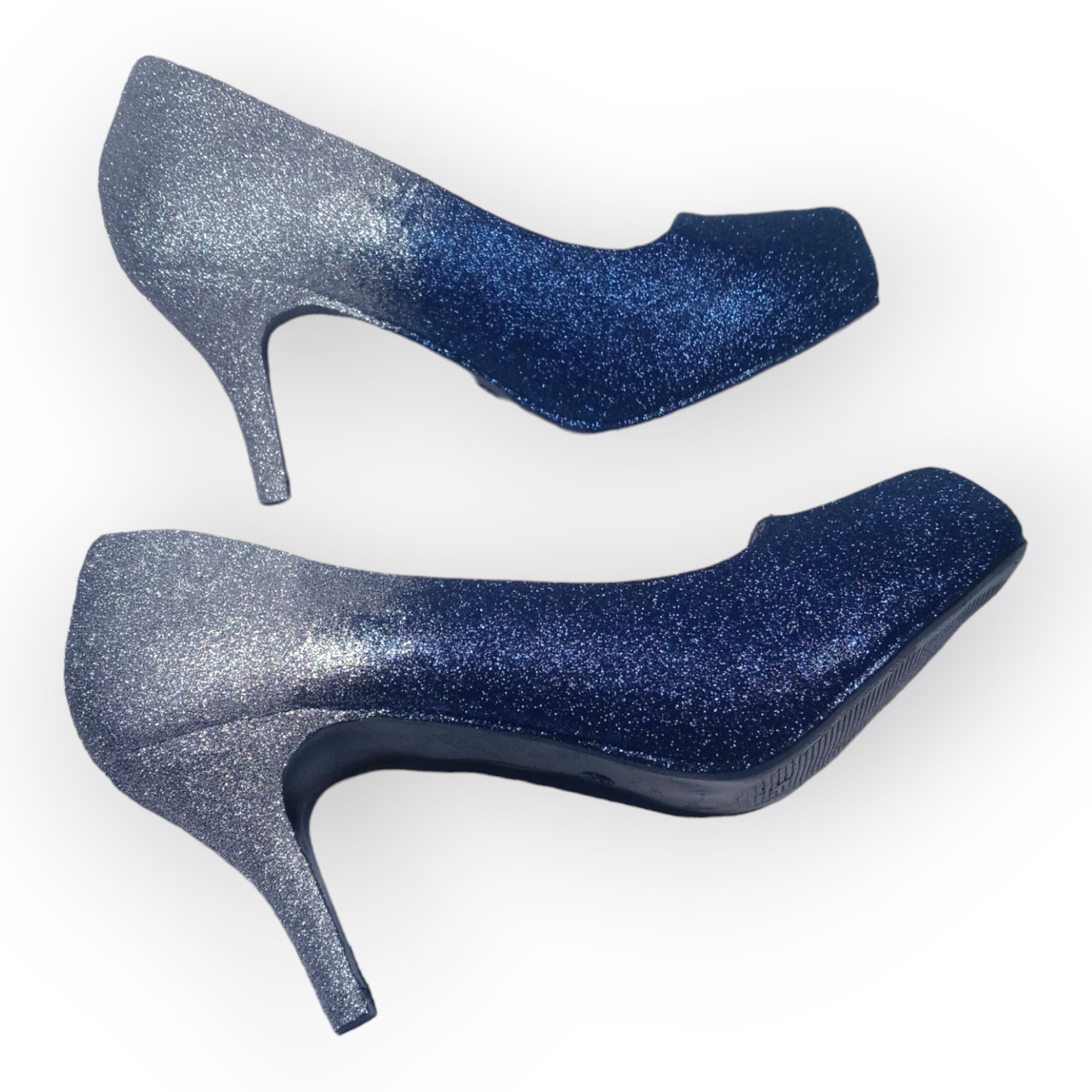 2023 Women 7cm 11cm Super High Heels Blue Gold Pumps Sexy Sequins Bling Low  Heels Lady Scarpins Luxury Stiletto Sparkly Shoes - AliExpress