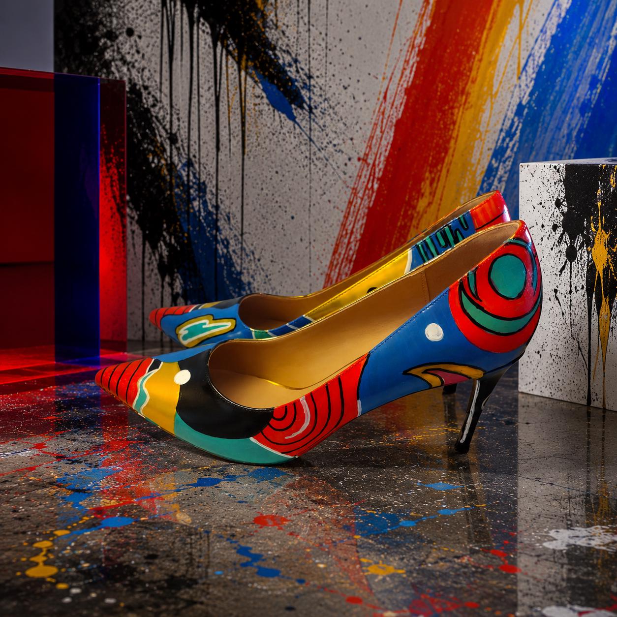 Color Theory – Hand Painted Abstract Heels - Etsy