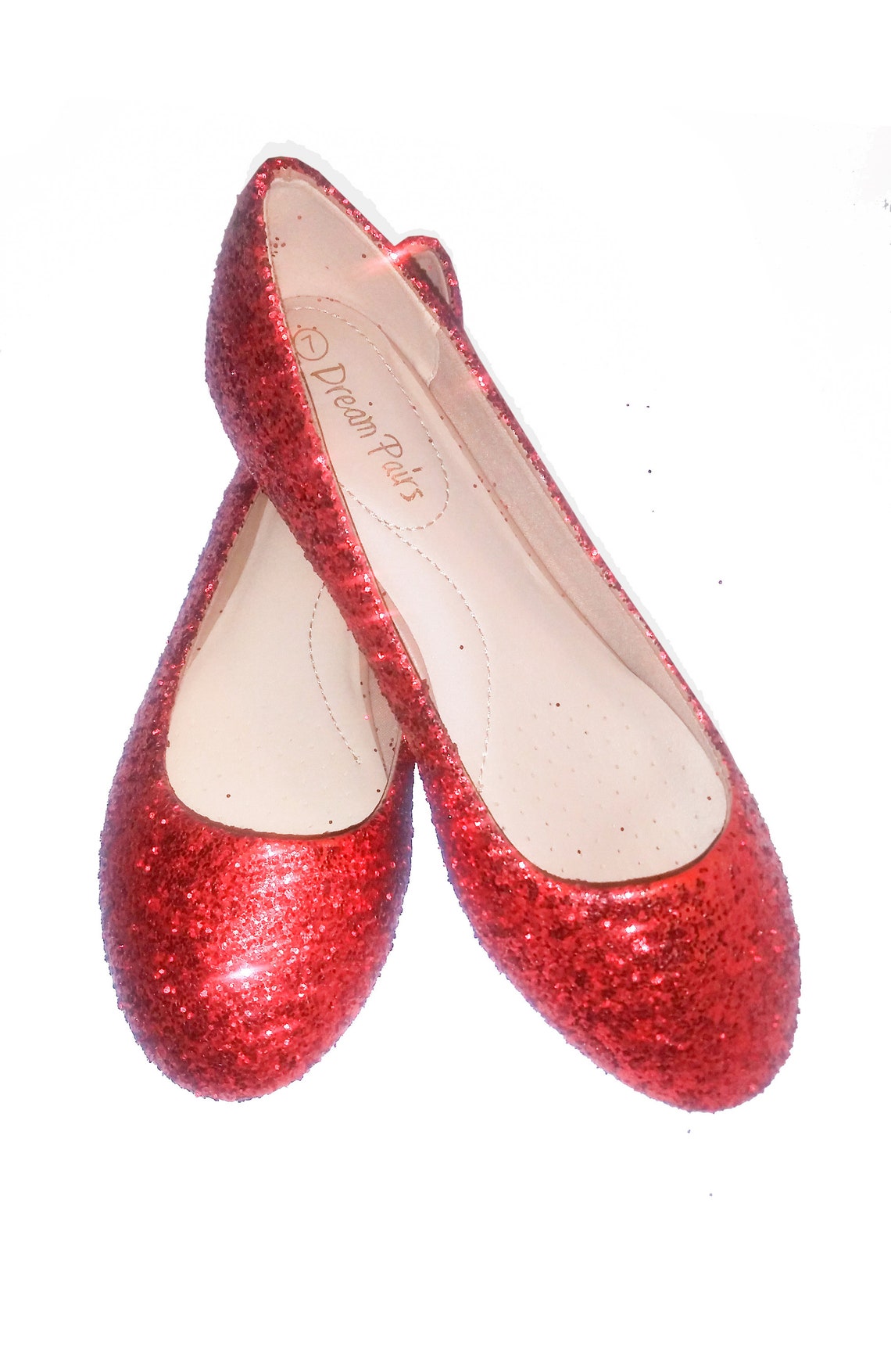 red sparkly flat shoes