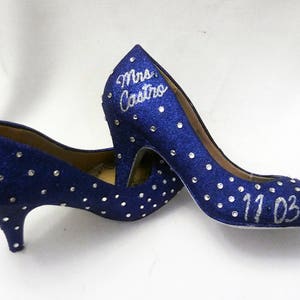 Glitter Heels / Blue Glitter Heels / Wedding Shoes / Sparkle - Etsy