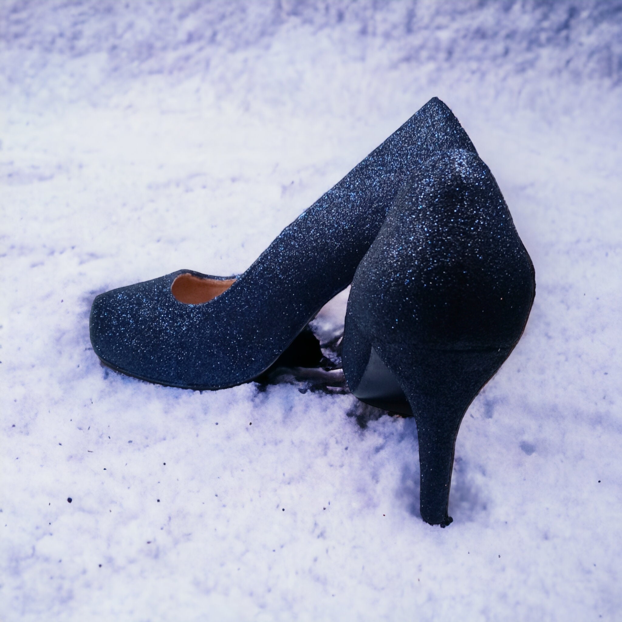 High Heel Shoe Of Blue Glitter Sparkle On White Background Stock Photo -  Download Image Now - iStock