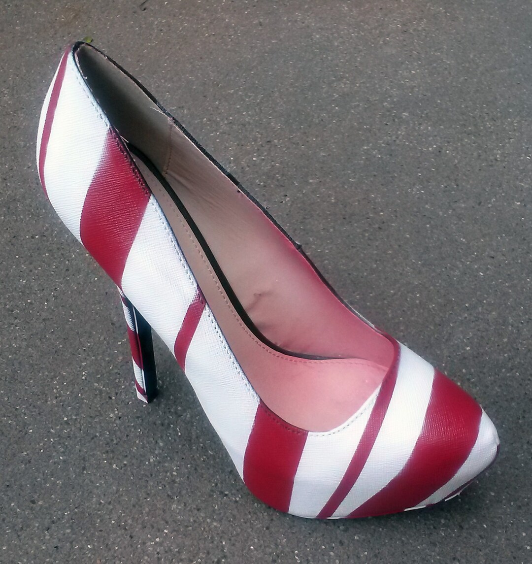Candy Cane Heels / Christmas Shoes / Red & White Heels / Etsy