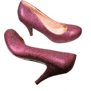 Glitter Heels / Wine Glitter Heels / Wedding Shoes / Sparkle - Etsy