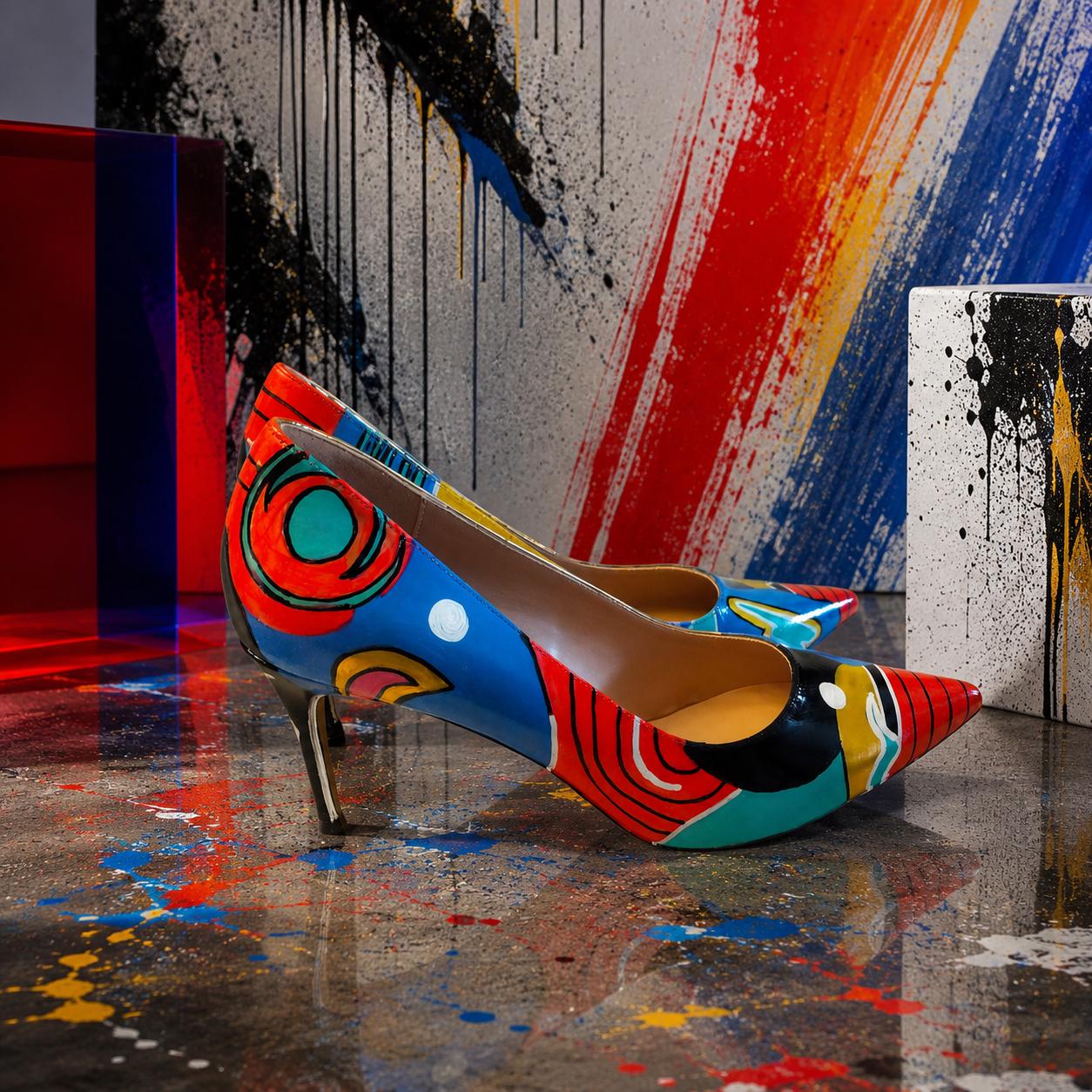 Color Theory – Hand Painted Abstract Heels - Etsy