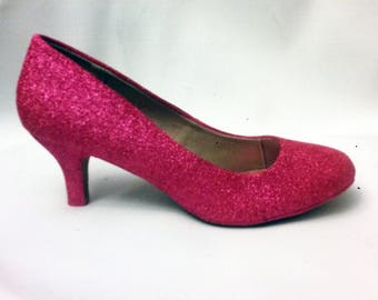 Glitter Heels / Pink Glitter Heels / Wedding Shoes / Sparkle Heels / Sparkly Shoes / Wedding Heels / Women's Pumps / Women's Shoes