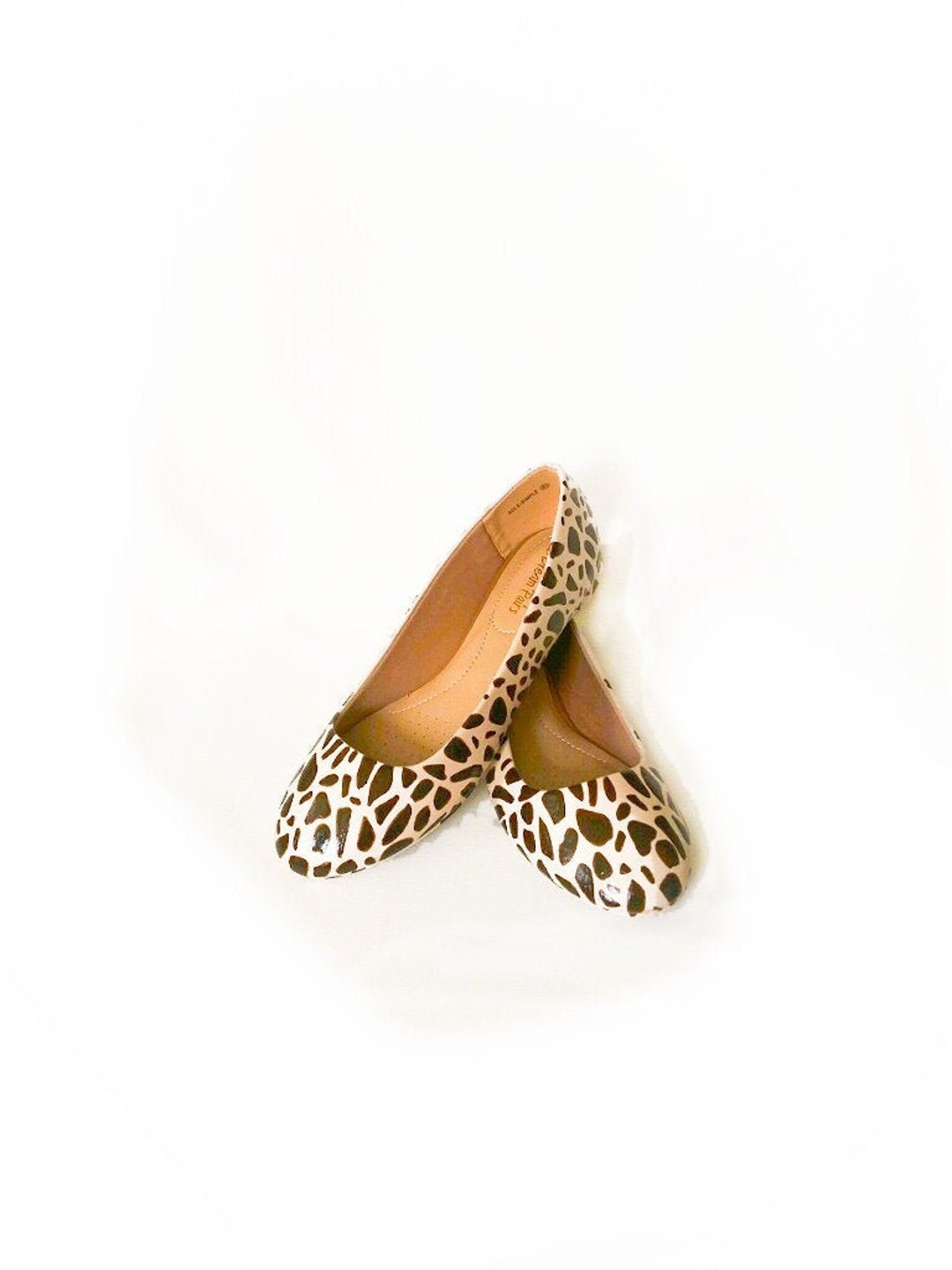 Giraffe Print Flats / Hand Painted Flats / Animal Print Flats Etsy