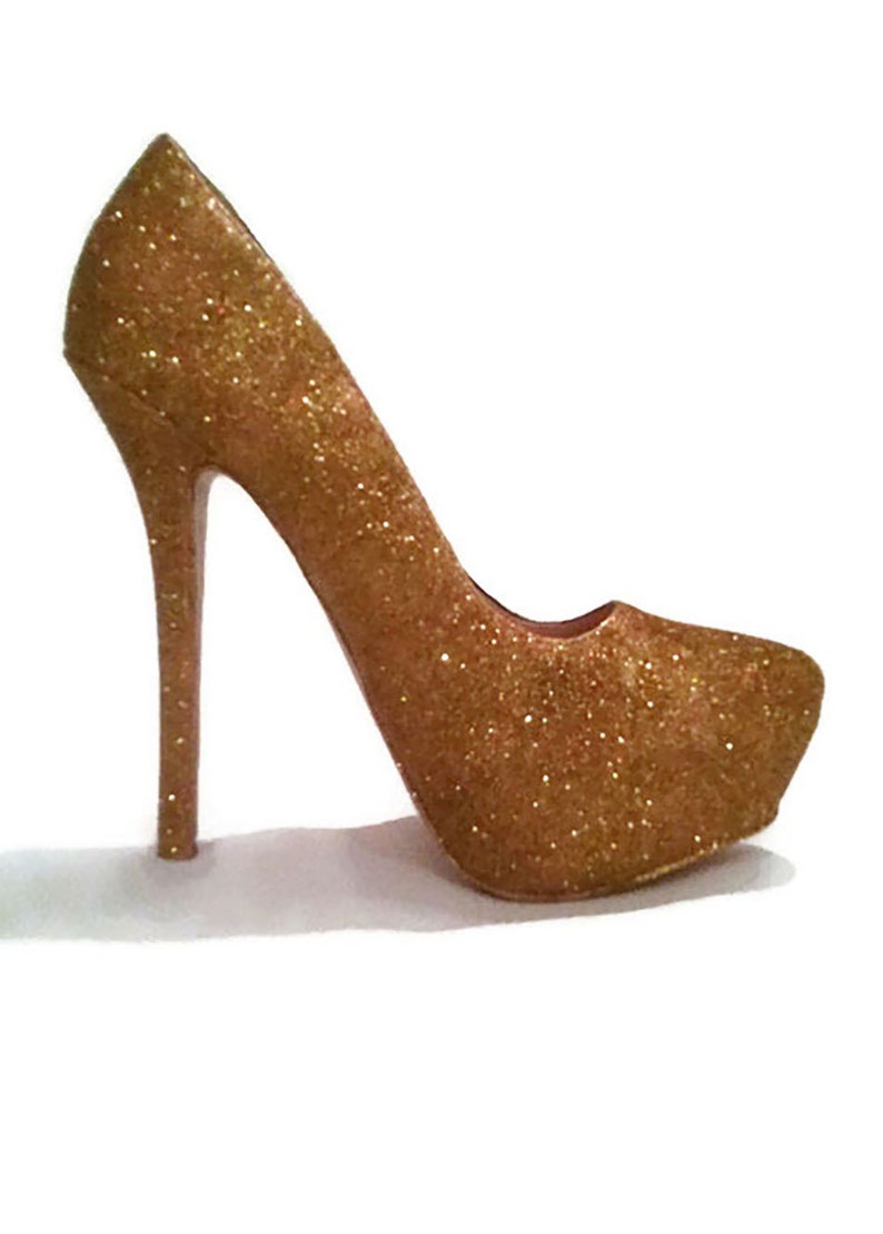 Glitter Heels / Gold Glitter Heels / Wedding Shoes / Sparkle Etsy