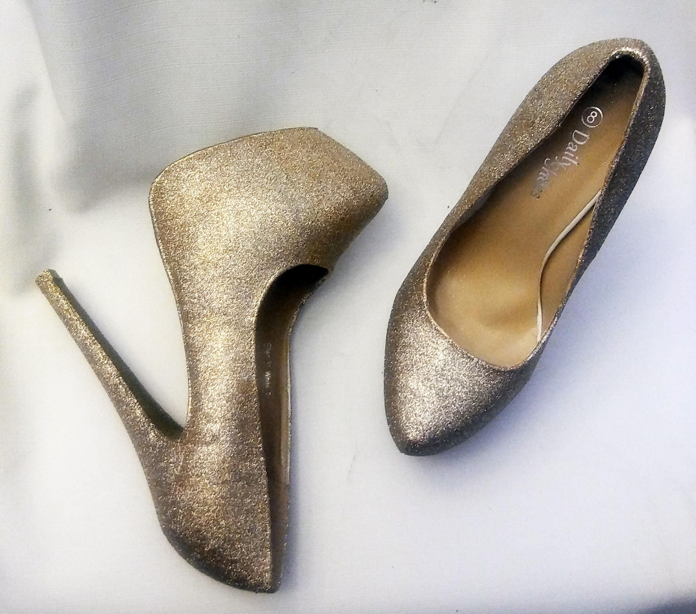 Glitter Heels / White Gold Glitter Heels / Wedding Shoes / | Etsy