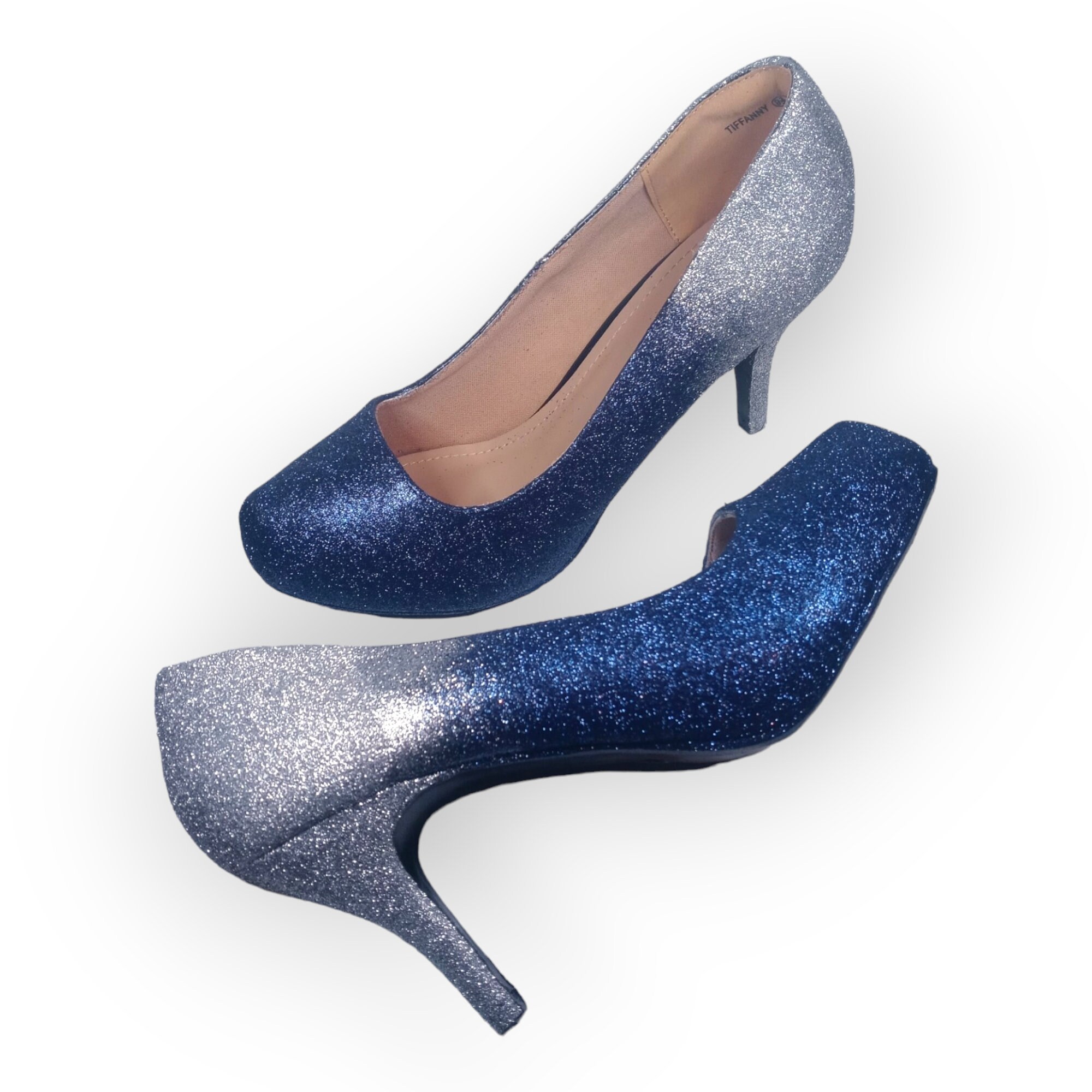 Navy Rock Glitter Block Heel Sandals with Satin Bow | Block heels sandal,  Sandals heels, Heels