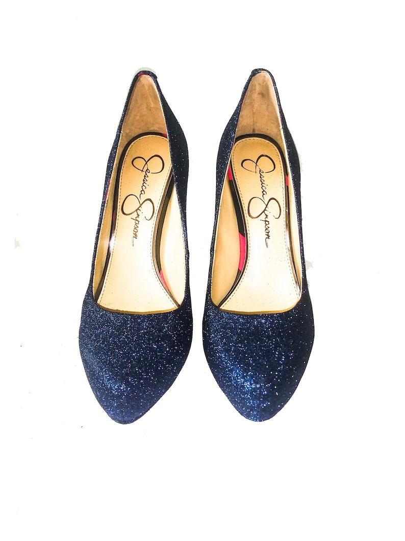 Glitter Heels / Navy Blue Glitter Heels / Wedding Shoes / Etsy
