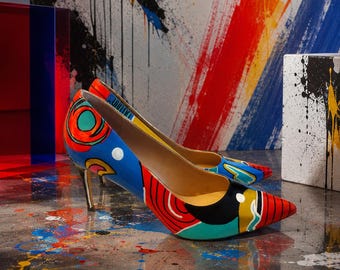Color Theory – Hand Painted Abstract Heels - Etsy