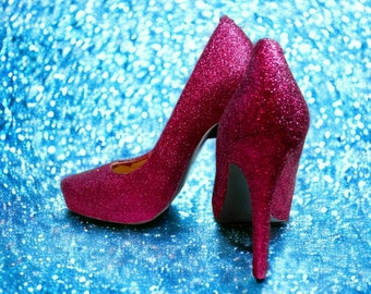 Burgundy Glitter Heels: Sparkly Wedding Pumps, Custom Made