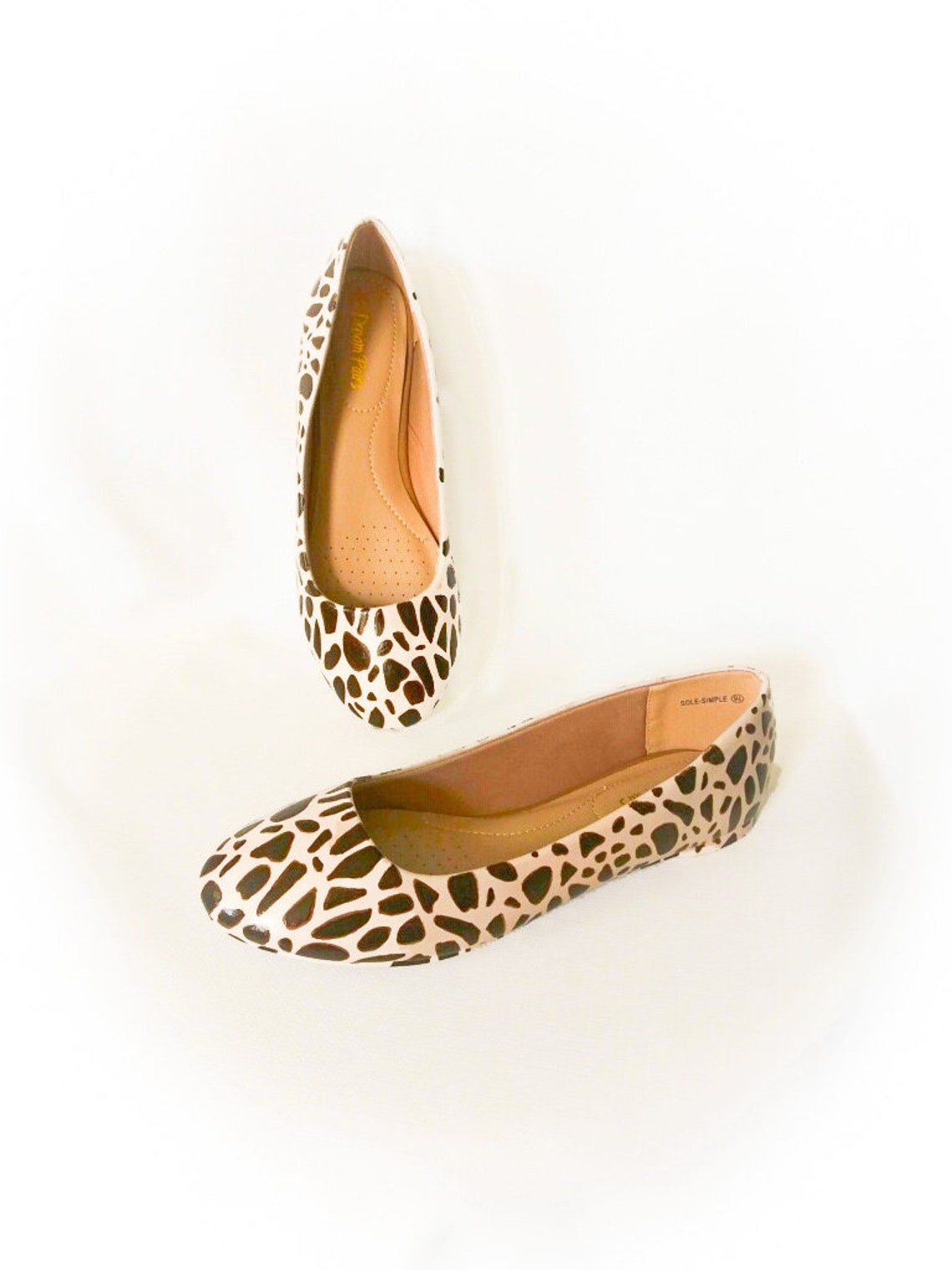 Giraffe Print Flats / Hand Painted Flats / Animal Print Flats Etsy