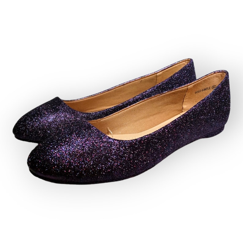 Glitter Flats / Purple Shadow Glitter Flats / Wedding Shoes / Sparkle Flats / Sparkly Shoes / Wedding Flats / Women's Shoes / Purple Flats image 4