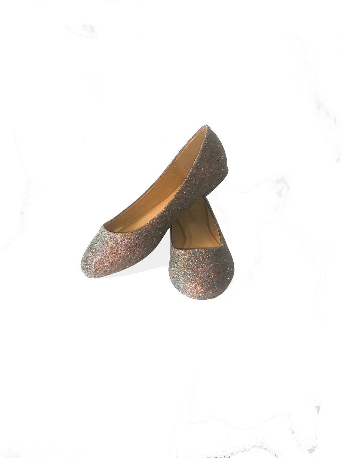 grey glitter flats