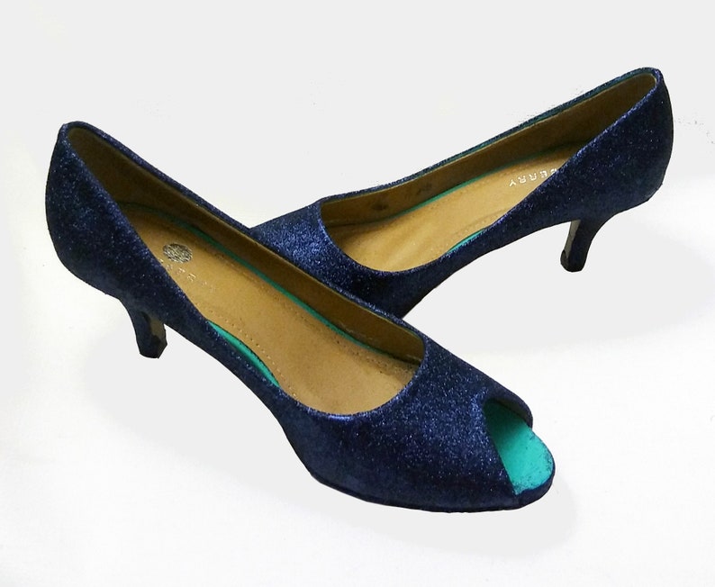 Glitter Heels / Navy Glitter Heels / Wedding Shoes / Sparkle Etsy