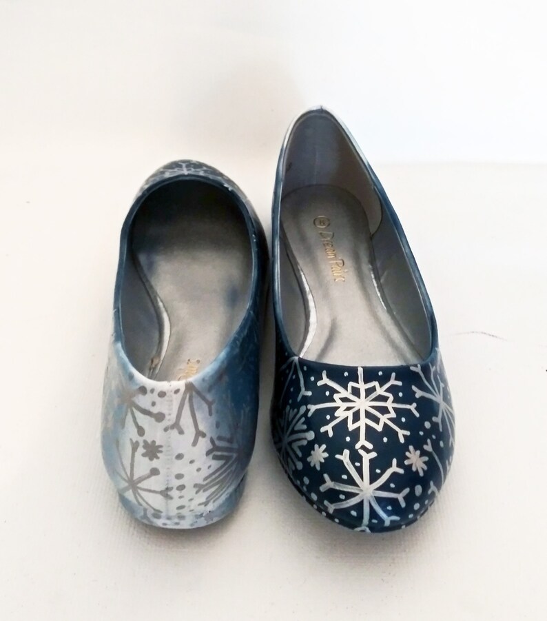 Custom Snowflake Flats / Airbrushed Snowflake Flats / Faded Etsy