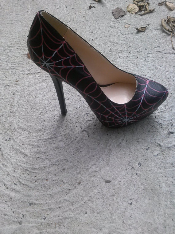 Hand Painted Spider Web Heels / Halloween Heels / Halloween