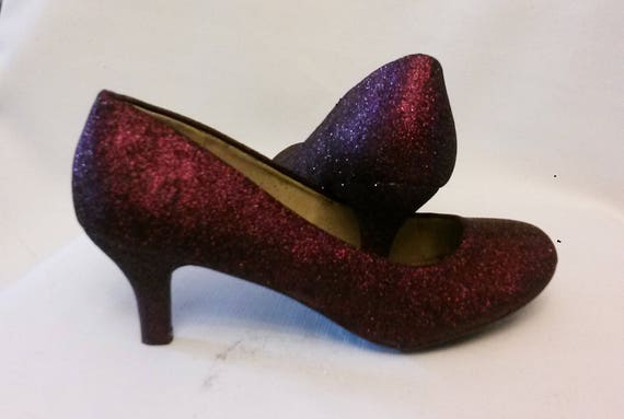 maroon sparkly heels