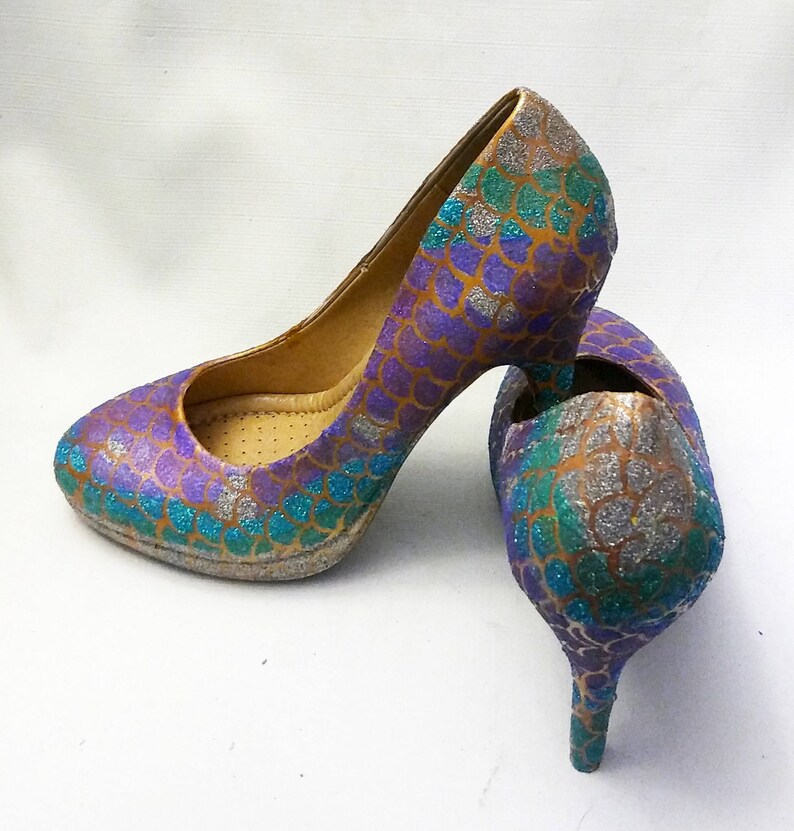 Glitter Heels / Mermaid Glitter Heels / Mermaid Scale Pumps / Etsy
