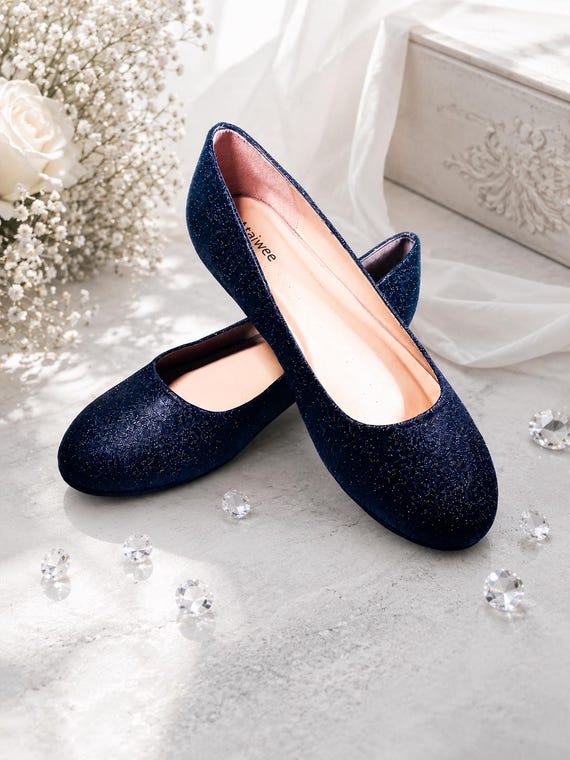 black dress flats for wedding Diamond – Black Glitter Statement Sasha Therese - Women's nightlife Size:FR 38- Preorder Handcrafted with premium