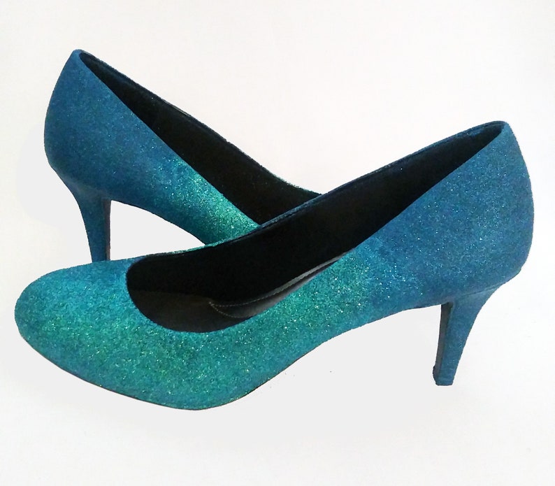 turquoise sparkly heels