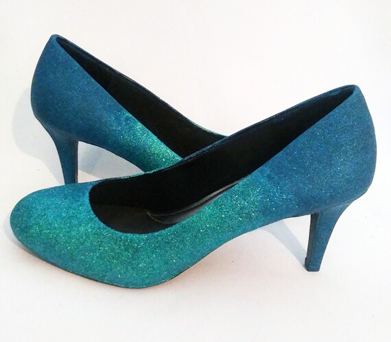 Ombre Glitter Heels / Turquoise Glitter 