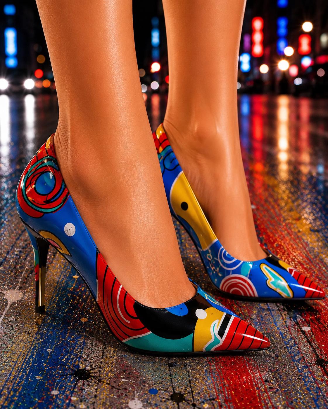 Color Theory – Hand Painted Abstract Heels - Etsy