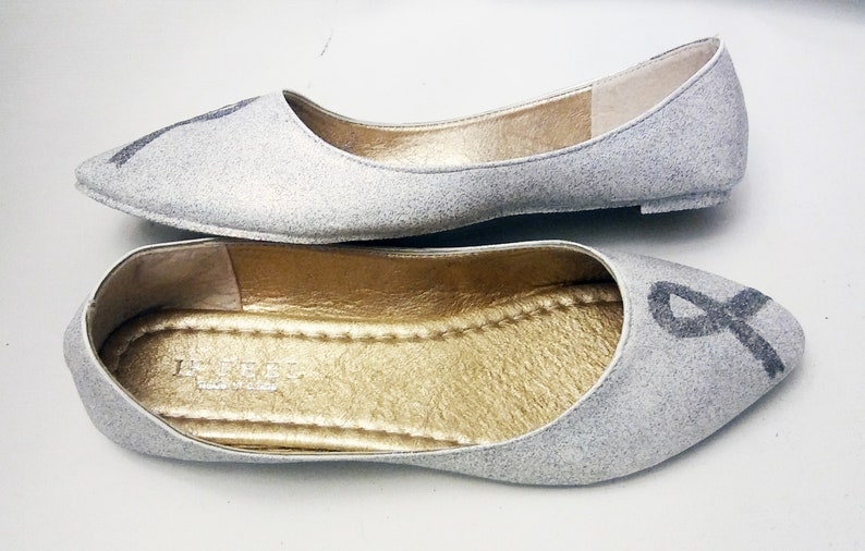 Glitter Flats / Cancer Ribbon Flats / Wedding Shoes / Sparkle | Etsy