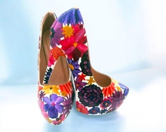 Hand Painted Flower Heels: Custom Floral Shoes