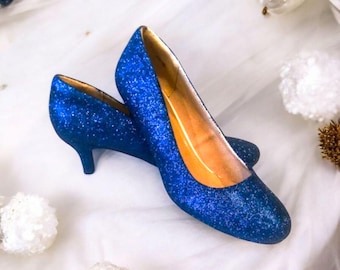 Glitter Heels / Royal Blue Glitter Heels / Wedding Shoes / Sparkle Heels / Sparkly Shoes / Wedding Heels / Women's Pumps / Women's Shoes