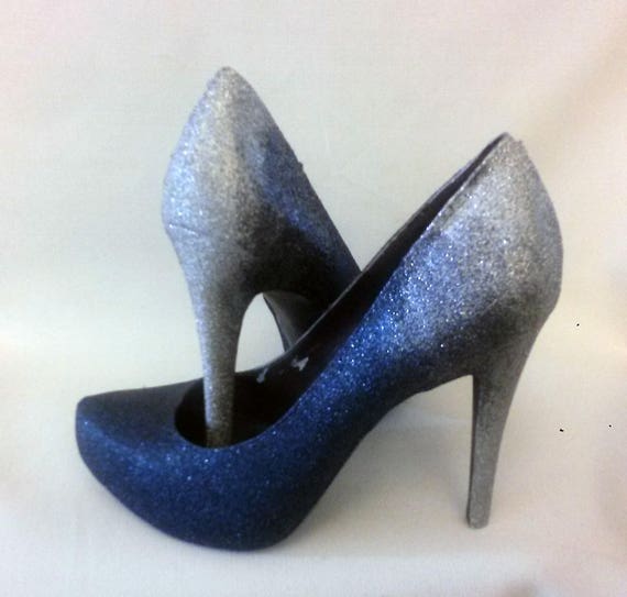 navy blue sequin heels