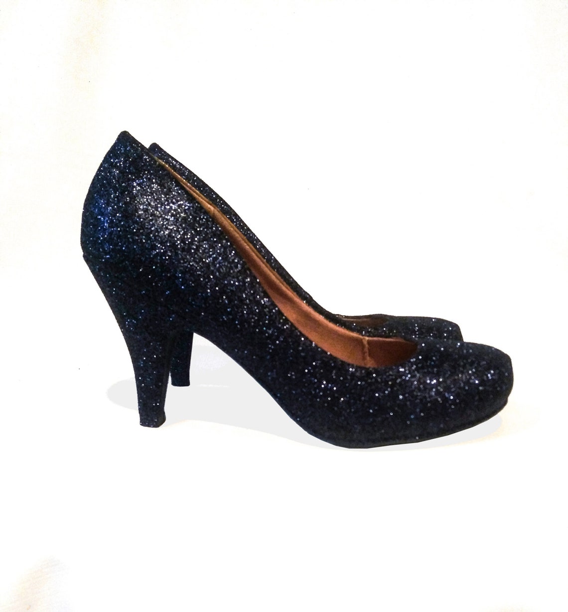 blue sparkly shoes low heel